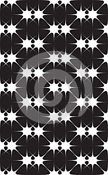 Seamless Pattern with Stars Black And White Vector Illustration