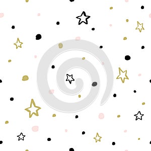 Seamless pattern with stars and dots.