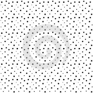 Seamless pattern with stars and dots. Vector texture for wrapping paper, fabric, wallpaper.