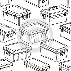 Seamless Pattern of Storage Boxes for Organization