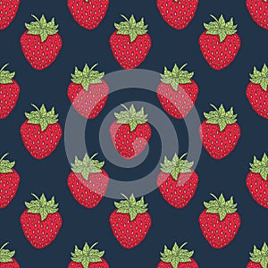 Seamless pattern with strawberries. Graphic stylized drawing. Vector illustration