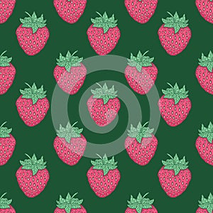 Seamless pattern with strawberries. Graphic stylized drawing. Vector illustration