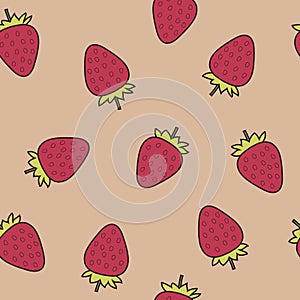 Seamless pattern of strawberry background in flat style. ready to use for cloth, textile, wrap and other