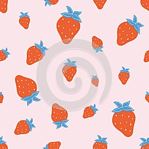 Seamless pattern of strawberry on pink background
