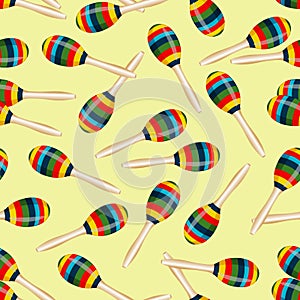 Seamless pattern with striped mexican maracas. Mariachi music wallpaper. Vector