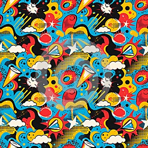 Colorful comic book style seamless pattern