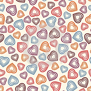 Seamless pattern with stylized heart symbol. Romantic wallpaper. Happy Valentine`s day, wedding, love concept