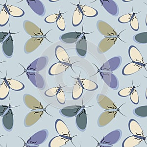 Seamless pattern - stylized moths - graphics. Summer, insects, unbearable ease of life. Wallpapers, textiles, packaging