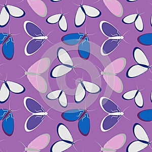 Seamless pattern - stylized moths - graphics. Summer, insects, unbearable ease of life. Wallpapers, textiles, packaging