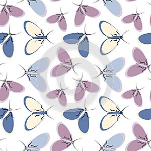 Seamless pattern - stylized moths - graphics. Summer, insects, unbearable ease of life. Wallpapers, textiles, packaging