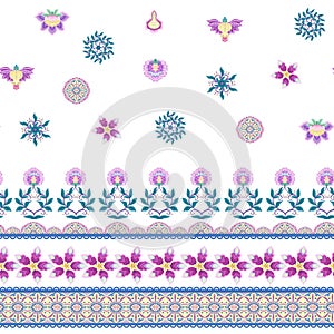 Seamless pattern with stylized ornamental flowers in retro,