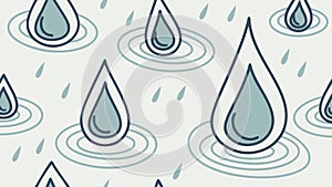 Seamless Pattern of Stylized Raindrops and Ripples, vector design Generative AI