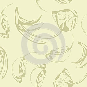 Seamless pattern with stylized tulips. Monochrome vector illustration