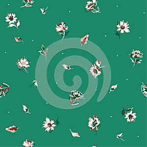 Seamless pattern Summer Blooming hand panting brush meadow flower randon repeat design for fashion fabric, wallpaper and all