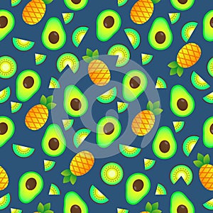 Seamless pattern with summer fruits