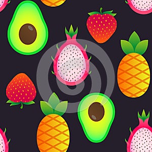 Seamless pattern with summer fruits