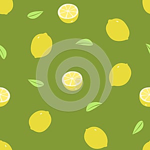 Seamless pattern of summer lemon slices background in flat style. ready to use for cloth, textile, wrap and other