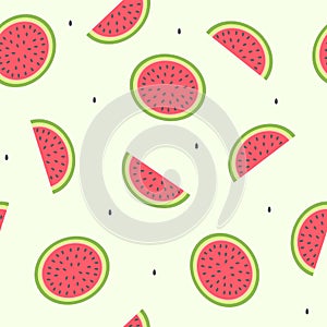 Seamless pattern of summer watermelon slices background in flat style. ready to use for cloth, textile, wrap and other