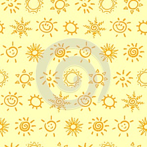 Seamless pattern with sun. Vector illustration.