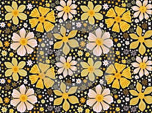 Seamless pattern sunshiny flower.Floral decorative design.Beautiful fashion print. photo