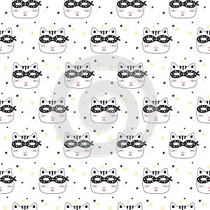 Seamless pattern with Super Cat.
