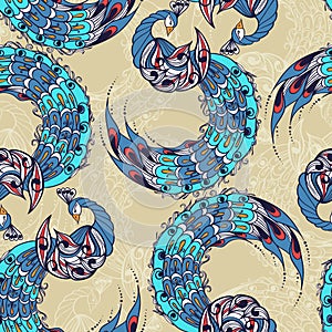 Seamless pattern with the swans.