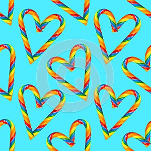 Seamless pattern sweet heart on a blue background