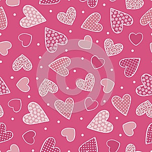 Seamless pattern with sweet hearts and dots