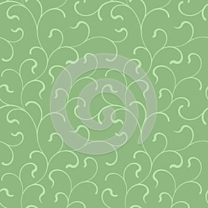 Seamless pattern with swirls on a green background.