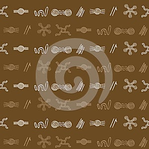Seamless pattern with symbols of Australian aboriginal art