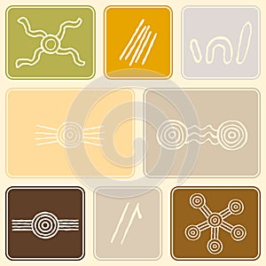 Seamless pattern with symbols of Australian aboriginal art