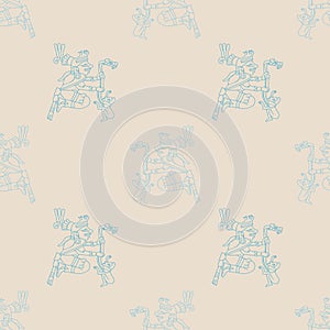 Seamless pattern with symbols from Aztec codices