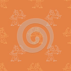 Seamless pattern with symbols from Aztec codices