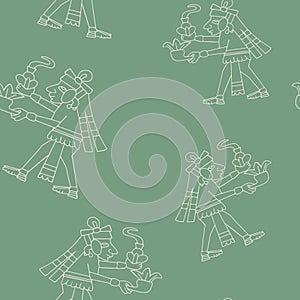 Seamless pattern with symbols from Aztec codices