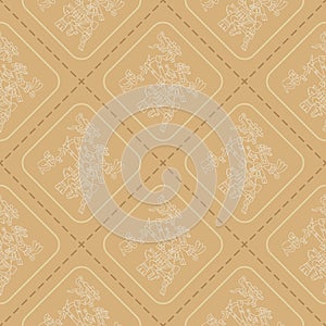 Seamless pattern with symbols from Aztec codices