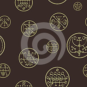 Seamless pattern with symbols of demons