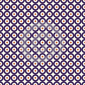Seamless pattern with symmetric geometric ornament. Abstract background with repeated circles.