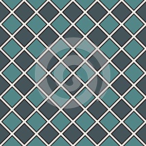 Seamless pattern with symmetric geometric ornament. Blue color diamond abstract background. Mosaic wallpaper.