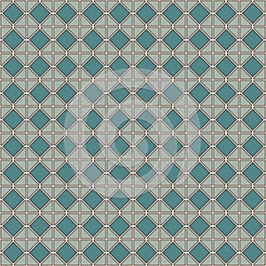 Seamless pattern with symmetric geometric ornament. Blue color diamond abstract background. Mosaic wallpaper.