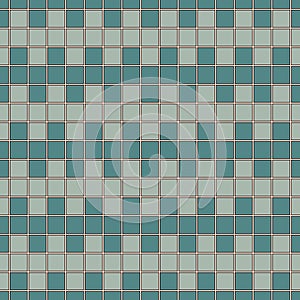 Seamless pattern with symmetric geometric ornament. Blue color square abstract background. Mosaic wallpaper.