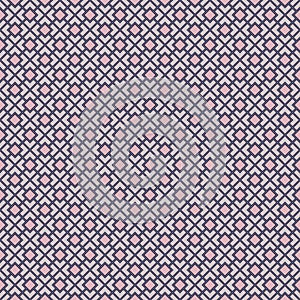 Seamless pattern with symmetric geometric ornament. Pastel color diagonal square chain background. Mosaic wallpaper