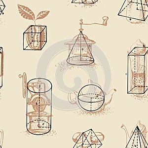 Seamless pattern on the tea and coffee theme