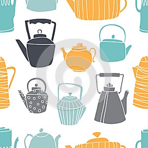 Seamless pattern with teapots