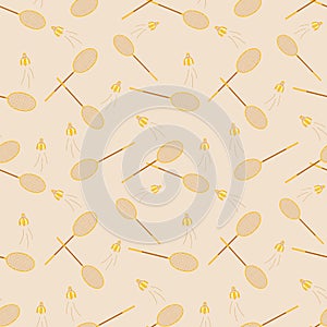 Seamless pattern with tennis rackets and shuttlecocks