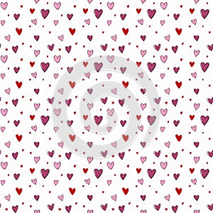 Heart Pattern St. Valentines day love. Seamless illustration. Patron corazones. Love design photo