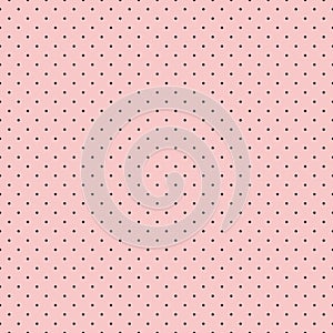 Seamless pattern for textiles and wallpaper - small black polka dots on a pink background.