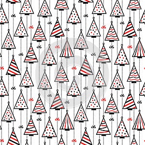Seamless Pattern Texture Background with stylized christmas trees