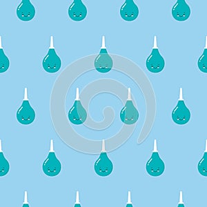 Seamless pattern texture of endless repeating medical rubber blue cute enema pears for cleaning the intestines on a