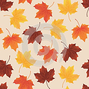 Seamless pattern texture of fallen autumn leaves