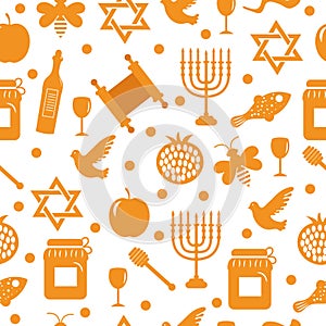 Seamless pattern, texture for the Jewish new year. Rosh Hashanah, Shana Tova background wallpaper. Vector illustration